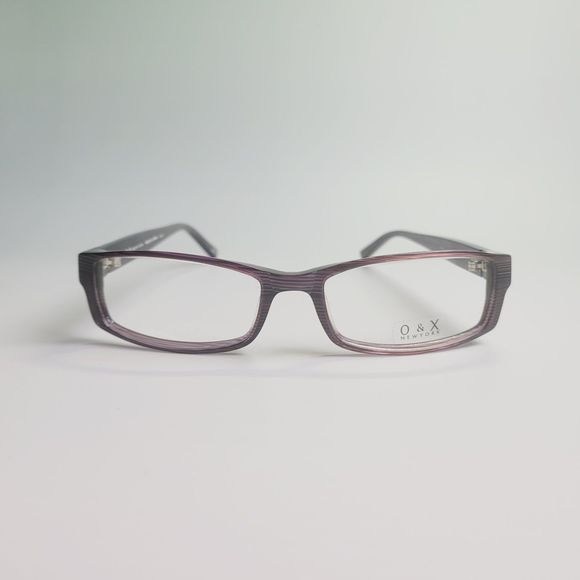 O&X NY OP-37 eyeglasses brown plum rectangular full stripe frame 53-17 143 C7 - Picture 9 of 12